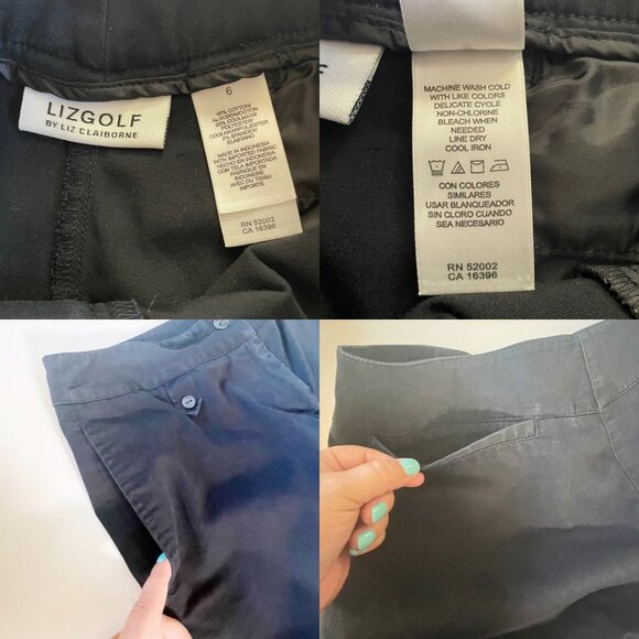 Liz Golf By Liz Claiborne Women's 6 Black Shorts Coolmax Cotton Polyester Blend - Picture 3 of 7